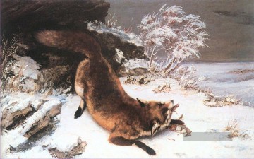  Realismus Malerei - Der Fuchs im Schnee Realist Realismus Maler Gustave Courbet